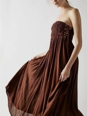 Free People turning up the temperature Maxi Dress - Brown